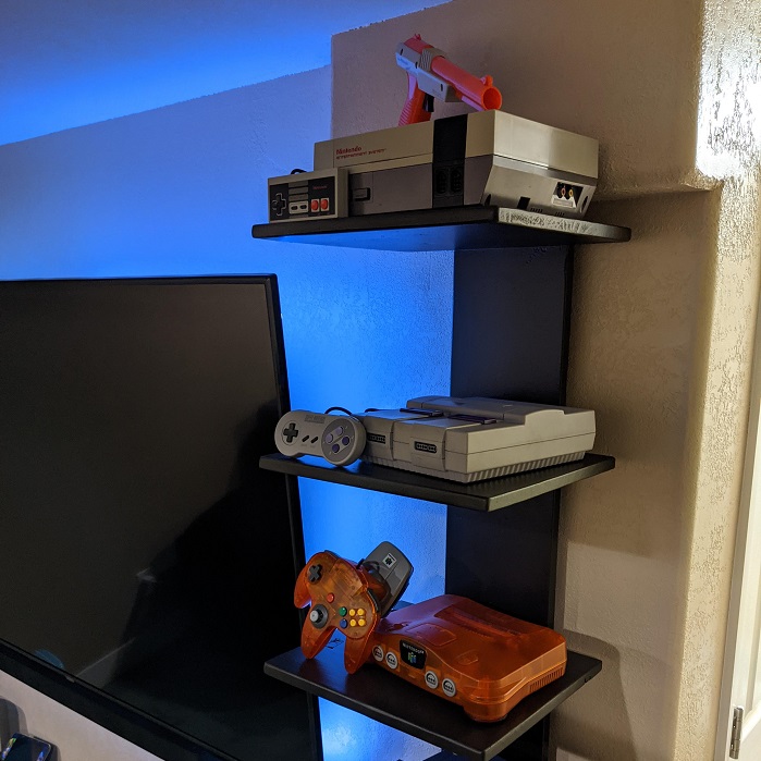 game console shelf